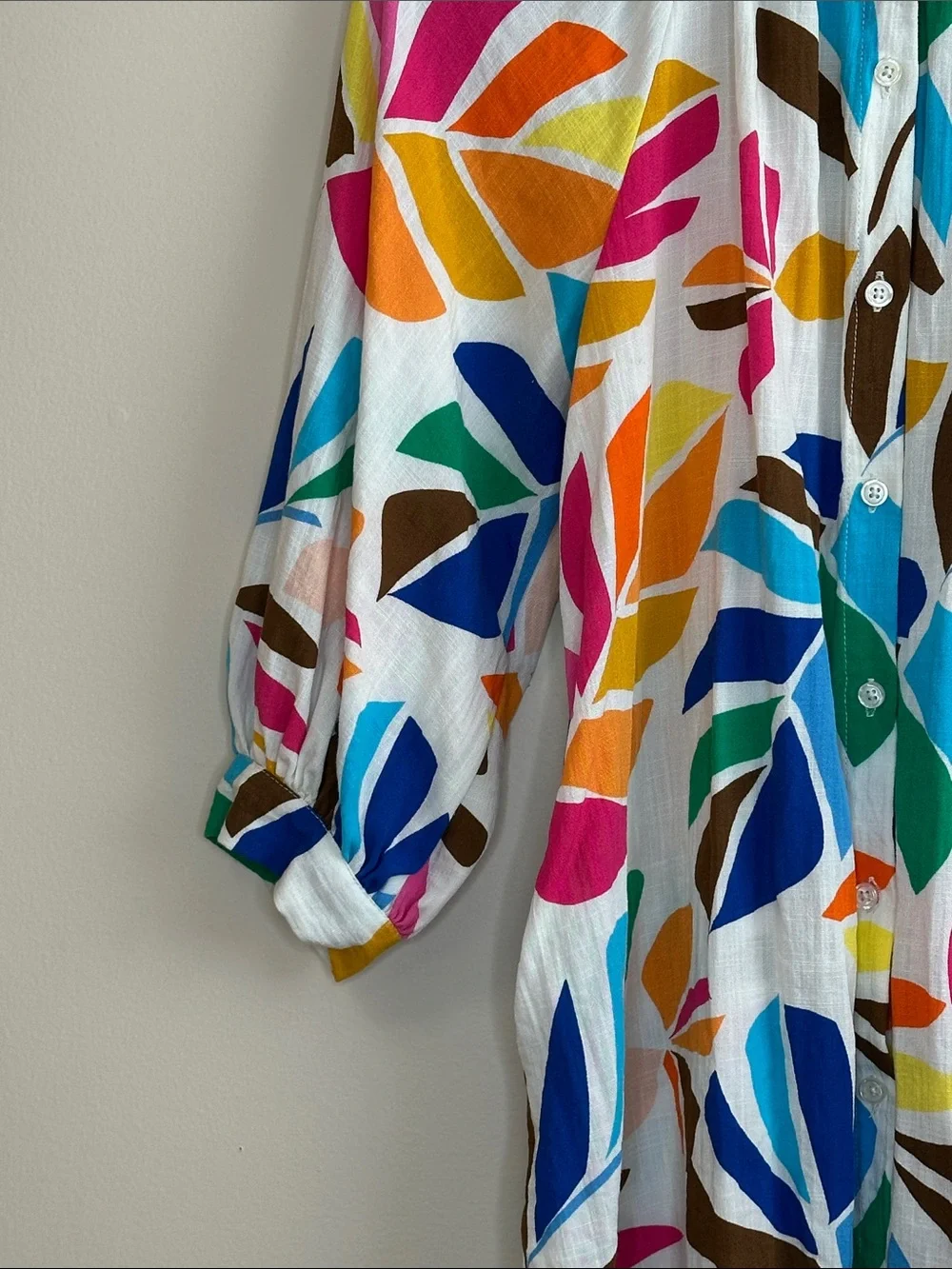 Tabitha Brown Multicolor Leaf Print Button-Front Tunic Dress Size XS
